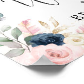 ボーホー ネイビー ブラッシュ トラベル ブライダル シャワー ウェルカム ポスター (角)