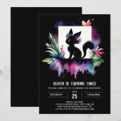 ボーホー ハッピー キャット バースデー 招待状 (正面/裏面)