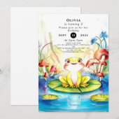 ボーホー ハッピー フロッグ バースデー 招待状 (正面/裏面)