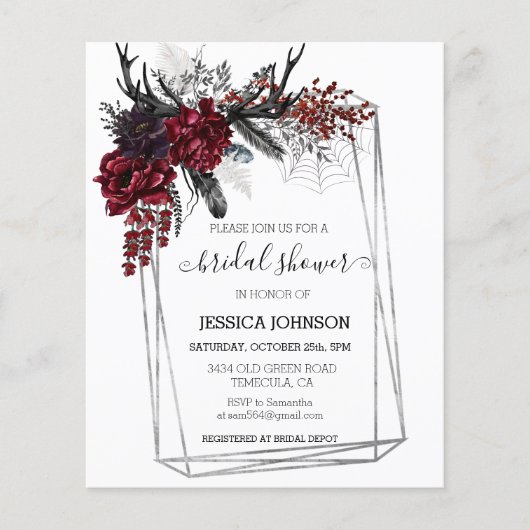 ボーホー ハロウィン フラワー ブライダル シャワー 水彩画 (正面)