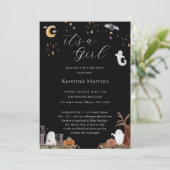 ボーホー ハロウィン 女の子 ベイビー シャワー 招待状 (スタンド正面)