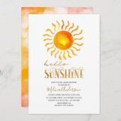 ボーホー  ハローサンシャイン 水彩 ベビーシャワー 招待状 (正面/裏面)
