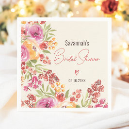 ボーホー ハンドペイント ウォーターカラー フラワーブライダルシャワー スタンダードカクテルナプキン