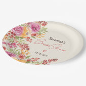 ボーホー ハンドペイント ウォーターカラー フラワー ブライダル シャワー ペーパープレート (アングル)