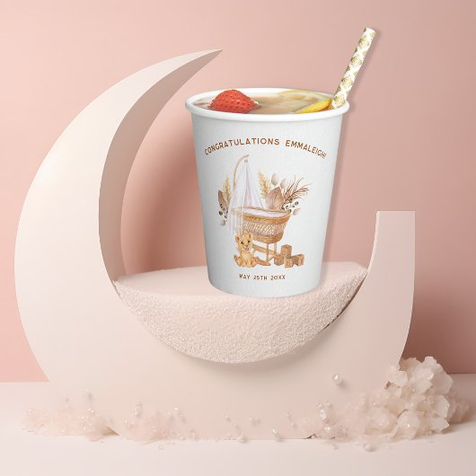 ボーホー バシネット ネイザリー ベイビー シャワー 紙コップ