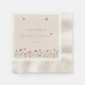 ボーホー バタフライ ワイルドフラワー ブライダル シャワー 縁ありカクテルナプキン (正面)