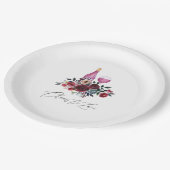 ボーホー バーガンディーとネイビーのワイン テイスティング ブライダル シャワー ペーパープレート (アングル)