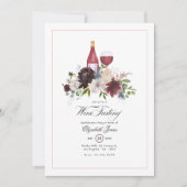 ボーホー バーガンディー ブラッシュ ダスティーブルー ワイン ブライズメイド 招待状 (正面)