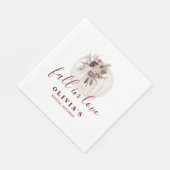 ボーホー バーガンディー 秋 花 オレンジ色のカボチャ ブライダルシャワー スタンダードランチョンナプキン (角)