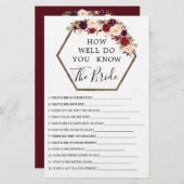 ボーホー バーガンディ ダブル サイド ブライダル シャワー ゲームズ (正面/裏面)