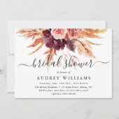 ボーホー バーガンディ テラコッタ フローラル ブライダル シャワー 招待状 (正面)