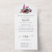 ボーホー バーガンディ ネイビー ブライダル シャワー ワイン テイスティング オールインワン招待状 (内側)