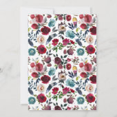 ボーホー バーガンディ ネイビー ワイン テイスティング ブライダル ビンゴ 招待状 (裏面)