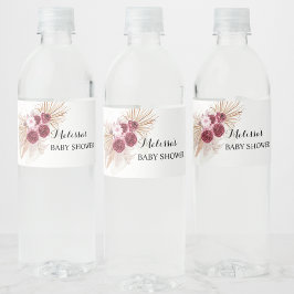 ボーホー バーガンディ パンパス グラス ペットボトルラベル