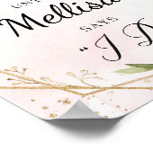 ボーホー バーガンディ フラワール ゴールドフレーム カウントダウン サイン (角)