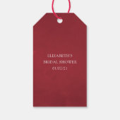 ボーホー バーガンディ フラワーワイン ティスティング ブライダル シャワー ギフトタグ (裏面)