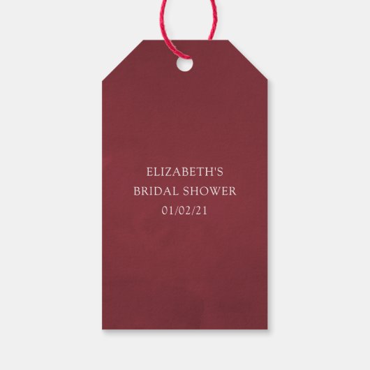 ボーホー バーガンディ フラワーワイン ティスティング ブライダル シャワー ギフトタグ (裏面)
