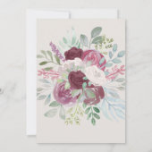 ボーホー バーガンディ ローズ ウォーターカラー ウェディング 招待状 (裏面)