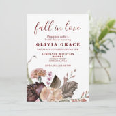 ボーホー バーガンディ ローズ 秋の花 ブライダルシャワー 招待状 (スタンド正面)