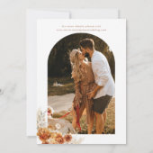 ボーホー バーン オレンジ フラワー アーチ ウェディング 招待状 (裏面)