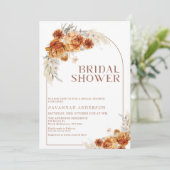 ボーホー バーン オレンジ フラワー アーチ ブライダル シャワー 招待状 (スタンド正面)