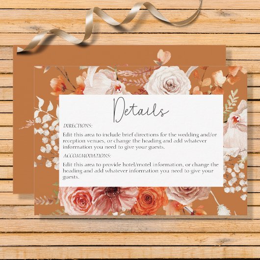 ボーホー バーン オレンジ 秋 フラワールサビのディテール エンクロージャーカード