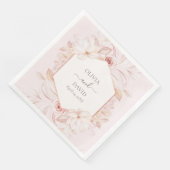 ボーホー パステルピンク ローズ ウェディング ナプキン (コーナー)