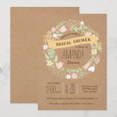 ボーホー パステル フラワー リース ラスティック ウェディング 招待状 (正面/裏面)