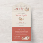 ボーホー パンパス草とカボチャの秋の恋愛 赤ちゃんに恋して オールインワン招待状 (内側)