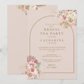 ボーホー パンパス グラス アーチ ウェディング ティーパーティー 招待状 (正面/裏面)