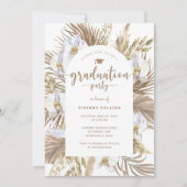 ボーホー パンパス グラス アーチ 卒業 招待状 (正面)