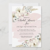 ボーホー パンパス グラス オーキッド ブラッシュ フラワーズ ウェディング 招待状 (正面)