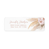 ボーホー パンパス グラス オーキッド 返送先ラベル ラベル (正面)