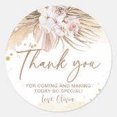 ボーホー パンパス グラス サンクス ラウンドシール (正面)