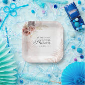 ボーホー パンパス グラス テラコッタ スクリプト ブライダル シャワー ペーパープレート (パーティー)