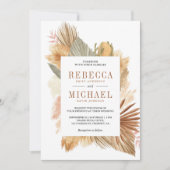 ボーホー パンパス グラス ドライ パーム リーフ ウェディング 招待状 (正面)