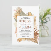ボーホー パンパス グラス ドライ パーム リーフ ウェディング 招待状 (スタンド正面)
