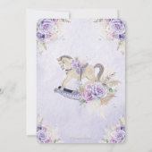 ボーホー パンパス グラス パープル フローラル ロッキング ホース ベイビー 招待状 (裏面)
