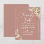 ボーホー パンパス グラス ピンク テラコッタ セーブ ザ デート セーブザデート (正面/裏面)