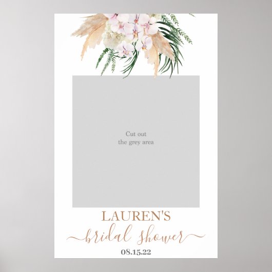 ボーホー パンパス グラス ブライダル シャワー フォト プロップ ポスター (正面)