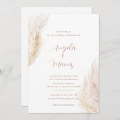 ボーホー パンパス グラス ブライダル シャワー 招待状 (正面/裏面)