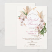 ボーホー パンパス グラス ブラッシュ フローラル 招待状 (正面/裏面)