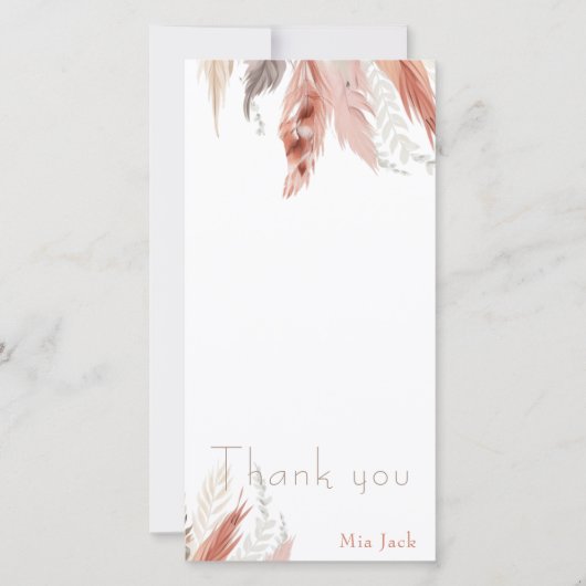 ボーホー パンパス グラス ベイビー シャワー 感謝カード (正面)