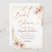 ボーホー パンパス グラス - ボーホー ブライダル シャワー 招待状 (正面/裏面)