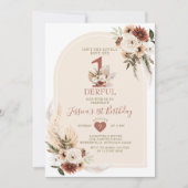 ボーホー パンパス グラス 彼女はワンダフルな誕生日 招待状 (正面)