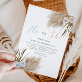 ボーホー パンパス グラス 性別発表パーティー 招待状