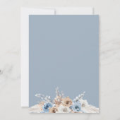 ボーホー パンパス ダスティーブルー フラワーブライダルシャワー 招待状 (裏面)