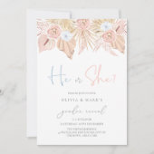 ボーホー パンパス ドライ フローラル ベイビー 性別発表 招待状 (正面)