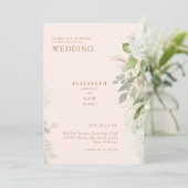 ボーホー パンパス ブラッシュ ホワイト ハイドランジア ウェディング 招待状 (スタンド正面)