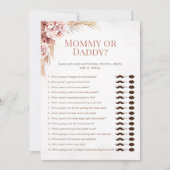 ボーホー パンパス ベイビー シャワー マミー ダディ ゲーム カード (正面)
